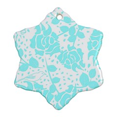 Floral Wallpaper Aqua Snowflake Ornament (2-side) by ImpressiveMoments