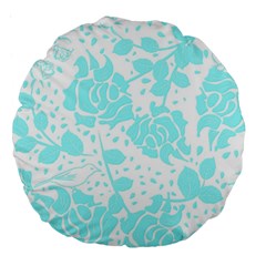 Floral Wallpaper Aqua Large 18  Premium Round Cushions by ImpressiveMoments