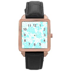 Floral Wallpaper Aqua Rose Gold Watches by ImpressiveMoments