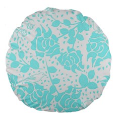 Floral Wallpaper Aqua Large 18  Premium Flano Round Cushions by ImpressiveMoments