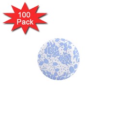 Floral Wallpaper Blue 1  Mini Magnets (100 pack) 