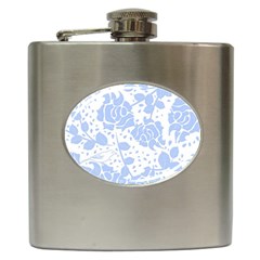 Floral Wallpaper Blue Hip Flask (6 oz)