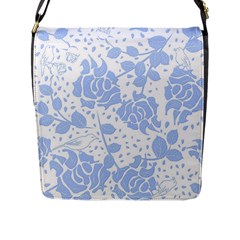 Floral Wallpaper Blue Flap Messenger Bag (l)  by ImpressiveMoments