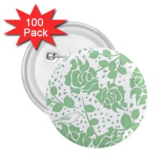 Floral Wallpaper Green 2 25  Buttons (100 Pack)  by ImpressiveMoments