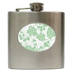 Floral Wallpaper Green Hip Flask (6 Oz) by ImpressiveMoments