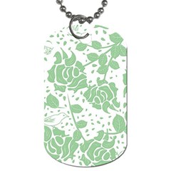 Floral Wallpaper Green Dog Tag (two Sides) by ImpressiveMoments