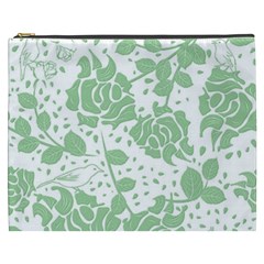 Floral Wallpaper Green Cosmetic Bag (xxxl)  by ImpressiveMoments