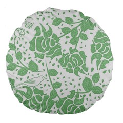 Floral Wallpaper Green Large 18  Premium Round Cushions by ImpressiveMoments