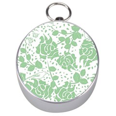 Floral Wallpaper Green Silver Compasses by ImpressiveMoments