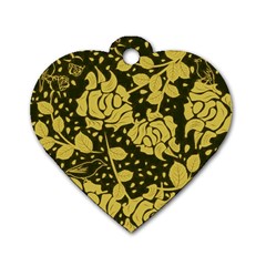 Floral Wallpaper Forest Dog Tag Heart (two Sides) by ImpressiveMoments