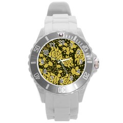 Floral Wallpaper Forest Round Plastic Sport Watch (l) by ImpressiveMoments