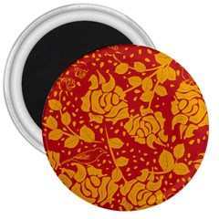 Floral Wallpaper Hot Red 3  Magnets by ImpressiveMoments