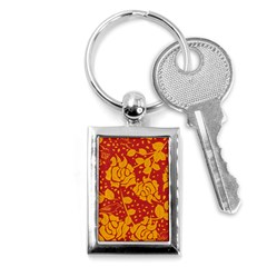 Floral Wallpaper Hot Red Key Chains (rectangle)  by ImpressiveMoments