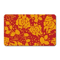 Floral Wallpaper Hot Red Magnet (rectangular) by ImpressiveMoments