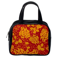 Floral Wallpaper Hot Red Classic Handbags (one Side) by ImpressiveMoments