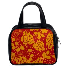 Floral Wallpaper Hot Red Classic Handbags (2 Sides) by ImpressiveMoments