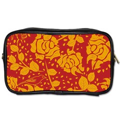 Floral Wallpaper Hot Red Toiletries Bags by ImpressiveMoments