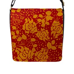 Floral Wallpaper Hot Red Flap Messenger Bag (l)  by ImpressiveMoments