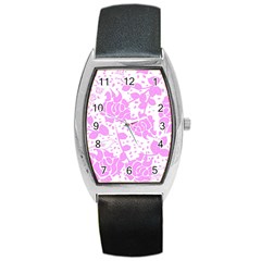 Floral Wallpaper Pink Barrel Metal Watches by ImpressiveMoments