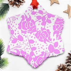 Floral Wallpaper Pink Snowflake Ornament (2-side) by ImpressiveMoments