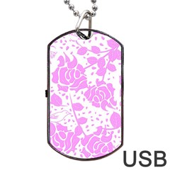 Floral Wallpaper Pink Dog Tag Usb Flash (two Sides)  by ImpressiveMoments