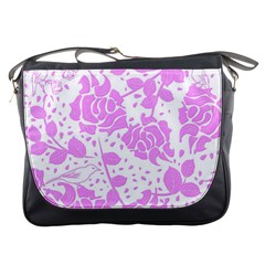 Floral Wallpaper Pink Messenger Bags by ImpressiveMoments