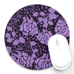 Floral Wallpaper Purple Round Mousepads by ImpressiveMoments