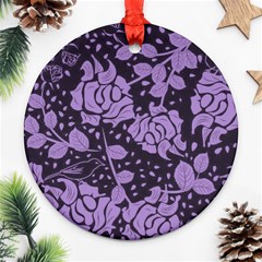 Floral Wallpaper Purple Ornament (round)  by ImpressiveMoments