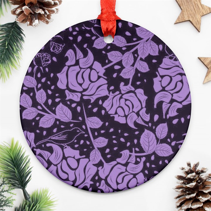 Floral Wallpaper Purple Ornament (Round) 