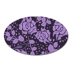 Floral Wallpaper Purple Oval Magnet by ImpressiveMoments