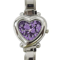 Floral Wallpaper Purple Heart Italian Charm Watch by ImpressiveMoments