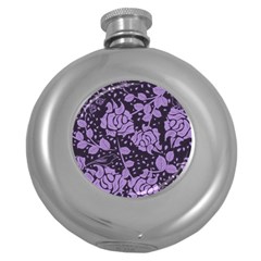 Floral Wallpaper Purple Round Hip Flask (5 Oz)