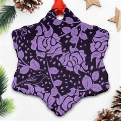 Floral Wallpaper Purple Snowflake Ornament (2-side) by ImpressiveMoments