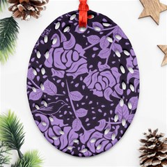 Floral Wallpaper Purple Oval Filigree Ornament (2-side)  by ImpressiveMoments