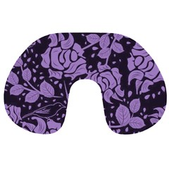 Floral Wallpaper Purple Travel Neck Pillows