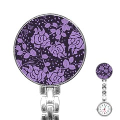 Floral Wallpaper Purple Stainless Steel Nurses Watches by ImpressiveMoments