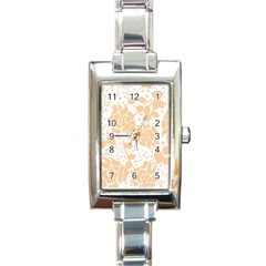 Floral Wallpaper Peach Rectangle Italian Charm Watches by ImpressiveMoments