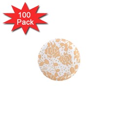 Floral Wallpaper Peach 1  Mini Magnets (100 Pack)  by ImpressiveMoments