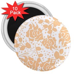 Floral Wallpaper Peach 3  Magnets (10 Pack)  by ImpressiveMoments