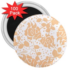 Floral Wallpaper Peach 3  Magnets (100 Pack) by ImpressiveMoments