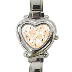 Floral Wallpaper Peach Heart Italian Charm Watch by ImpressiveMoments