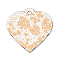 Floral Wallpaper Peach Dog Tag Heart (two Sides) by ImpressiveMoments