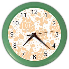 Floral Wallpaper Peach Color Wall Clocks by ImpressiveMoments