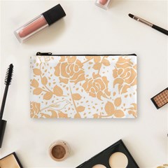 Floral Wallpaper Peach Cosmetic Bag (small)  by ImpressiveMoments