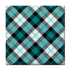 Smart Plaid Teal Tile Coasters by ImpressiveMoments