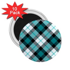 Smart Plaid Teal 2 25  Magnets (10 Pack)  by ImpressiveMoments