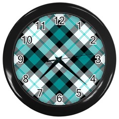 Smart Plaid Teal Wall Clocks (black) by ImpressiveMoments