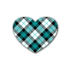 Smart Plaid Teal Heart Coaster (4 Pack)  by ImpressiveMoments