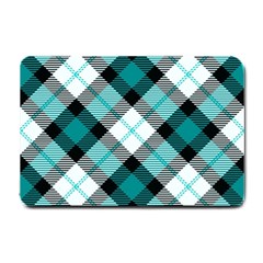 Smart Plaid Teal Small Doormat  by ImpressiveMoments