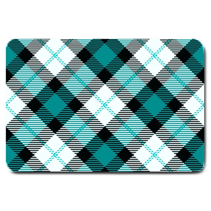 Smart Plaid Teal Large Doormat 